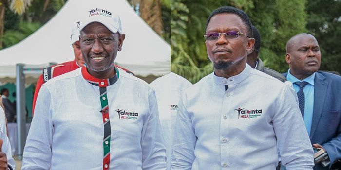 Composite photo of President Ruto and CS Ababu Namwamba
